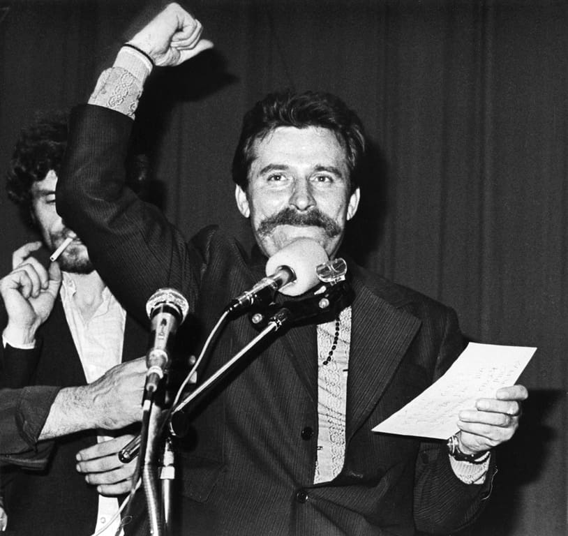 Lech Wałęsa during the August 1980 strike in Gdańsk.